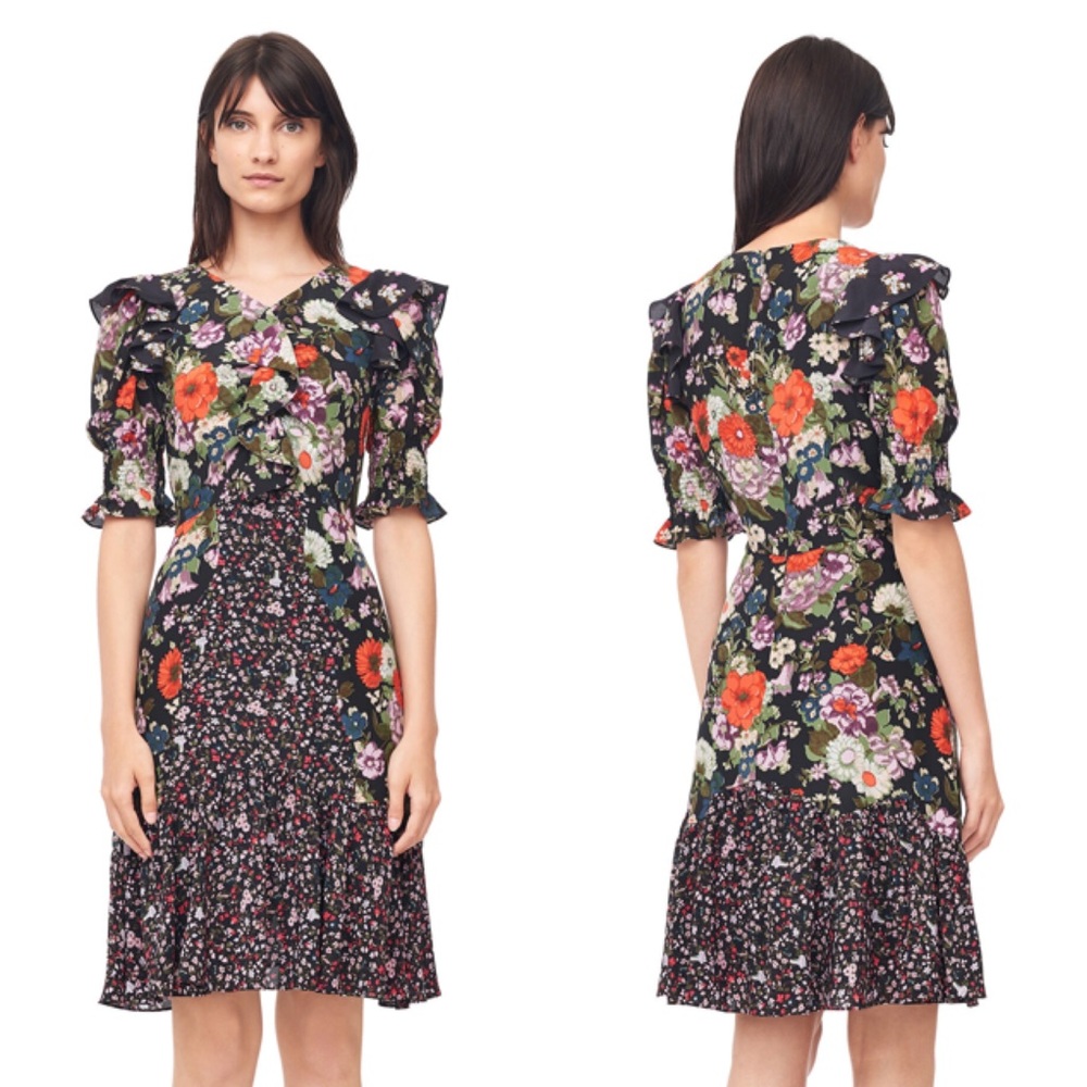 Rebecca Taylor Mixed Flower Print Silk Dress Women’s Size 10